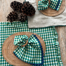 Load image into Gallery viewer, Green Gingham Frill Placemats