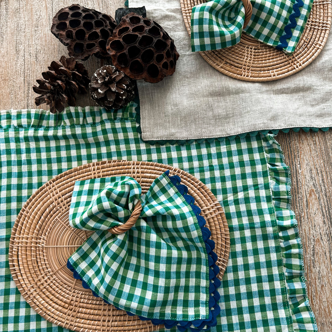 Green Gingham Frill Placemats