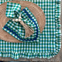 Load image into Gallery viewer, Green Gingham Frill Placemats