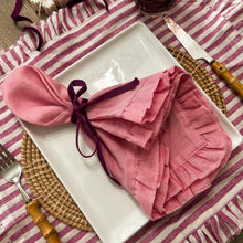 Load image into Gallery viewer, Pink Stripe Frill Placemats