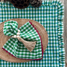 Load image into Gallery viewer, Green Gingham Frill Placemats