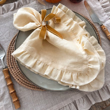 Load image into Gallery viewer, Oatmeal Stripe Frill Placemats