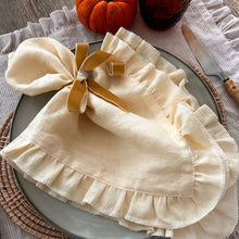 Load image into Gallery viewer, Oatmeal Stripe Frill Placemats