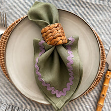 Load image into Gallery viewer, Blue Stripe Frill Placemats