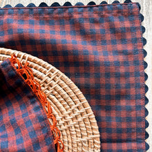 Load image into Gallery viewer, Burnt Orange and Navy Gingham Placemats