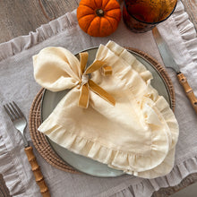 Load image into Gallery viewer, Oatmeal Stripe Frill Placemats
