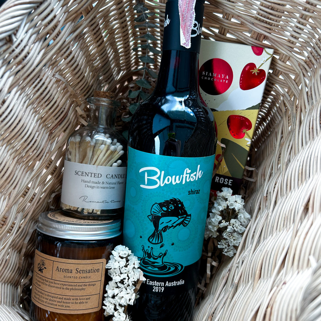 Wine Hamper and Candle